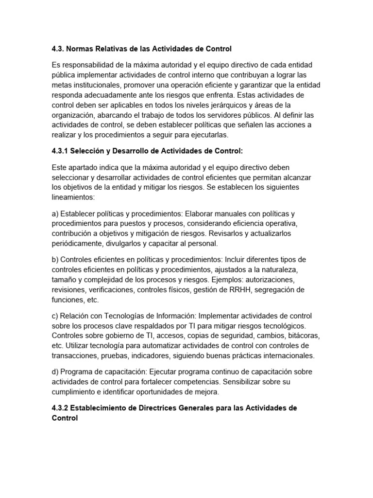 Normas relativas de actividades de control y norma 10 pdf