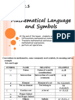 Lecture 2.1 SETSMathematical Language and Symbols