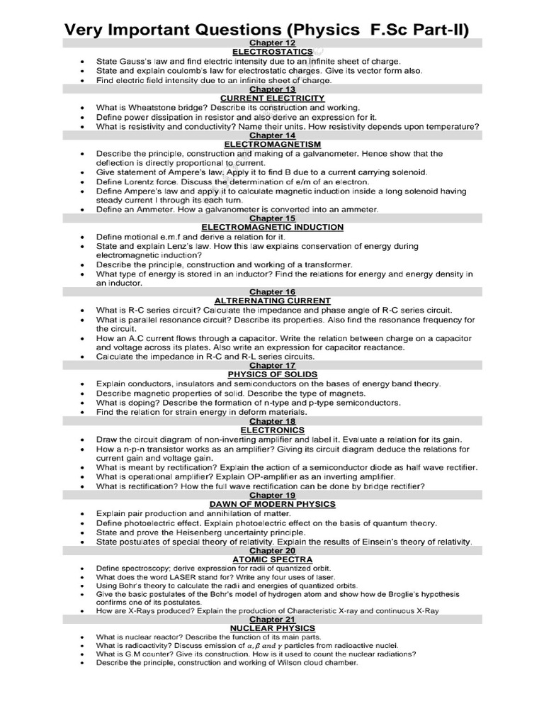 2y Phy Imp | PDF