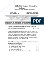 Special German Question Paper Class VI (Halfyearly 2023-24)