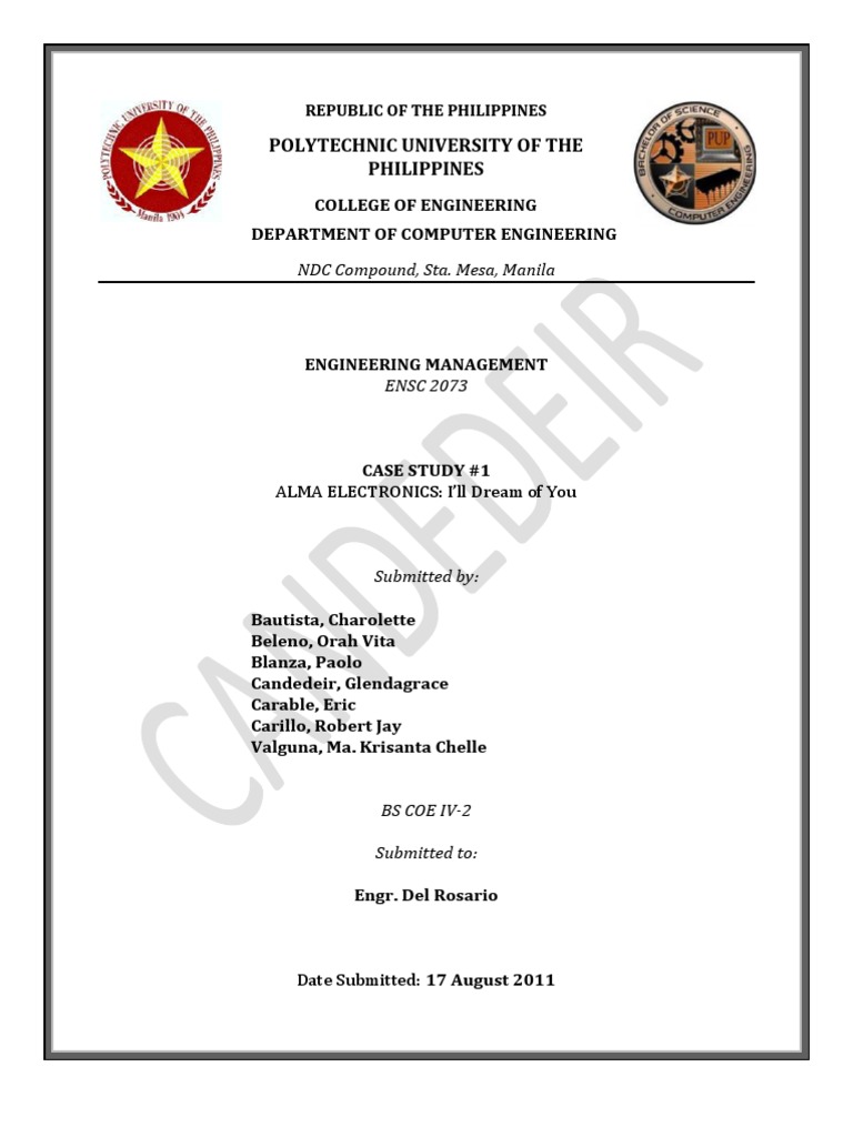 Alma electronics i'll dream of you case study answers picture