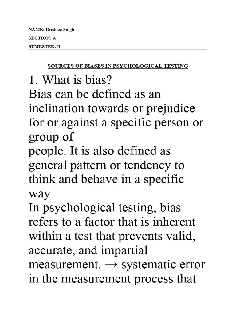 Understanding Bias in Psychological Testing | PDF | Bias | Validity ...