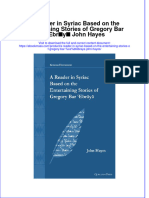 A Reader in Syriac Based On The Entertaining Stories of Gregory Bar Ebraya John Hayes Download 2024 Full Chapter