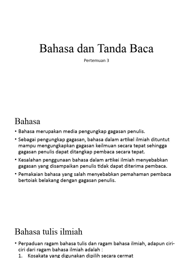 Panduan Bahasa dan Tanda Baca Ilmiah | PDF