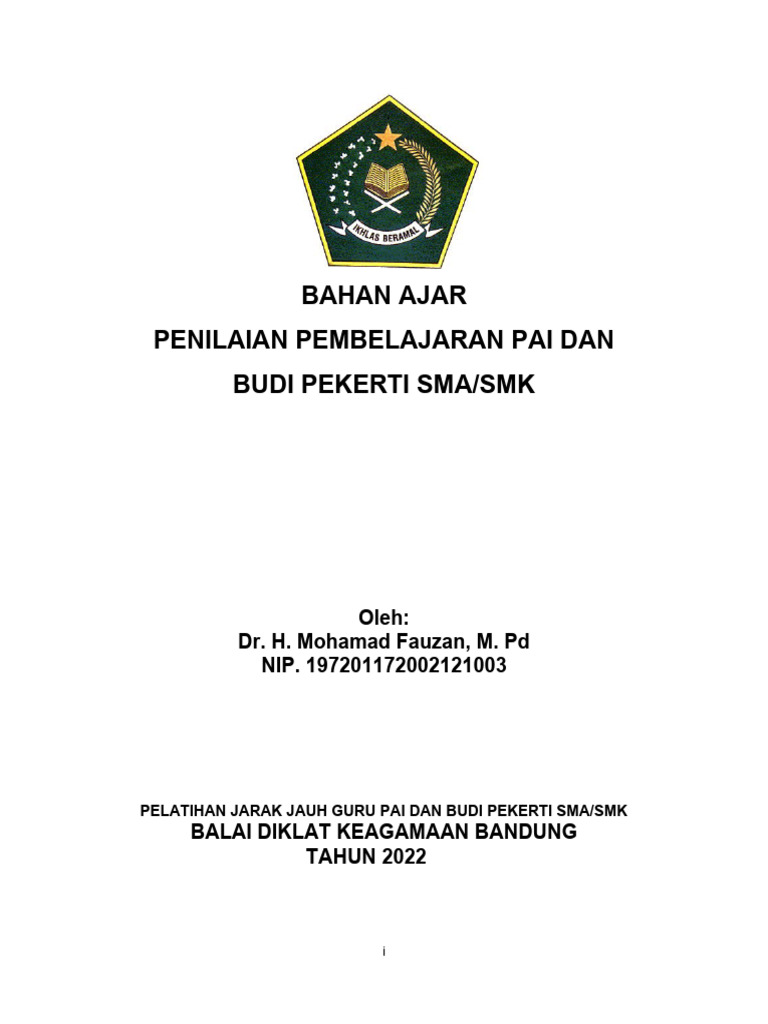 Bahan Ajar Penilaian PAI SMA PJJ 2022 | PDF