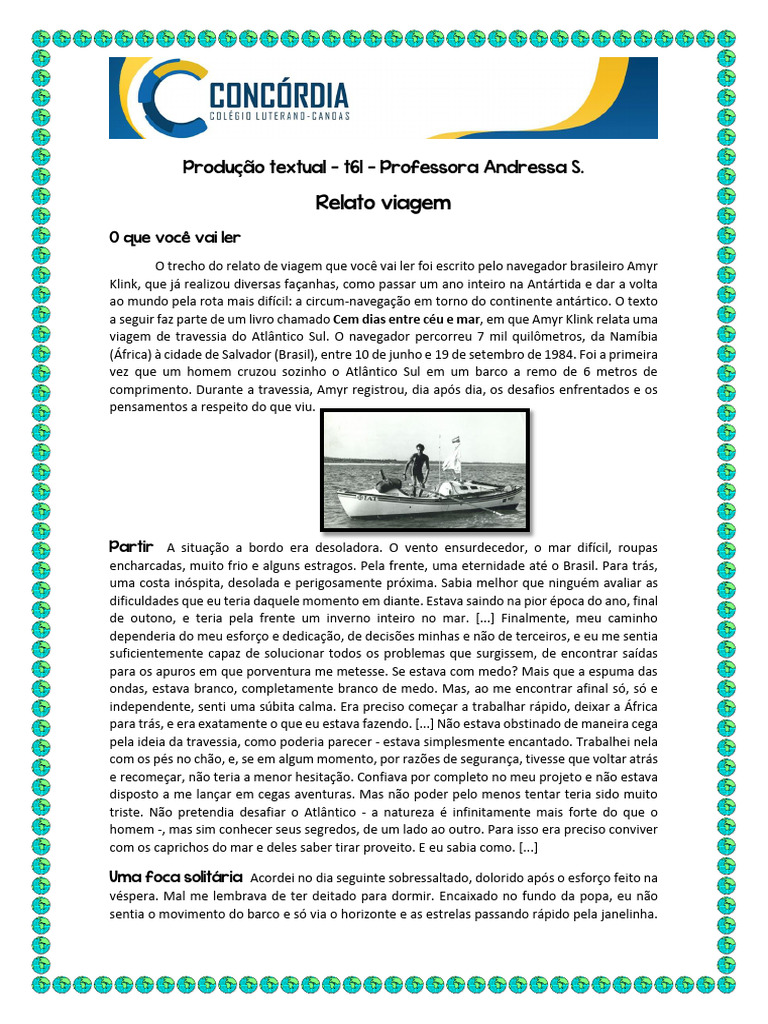 Relato de Viagem - Amir Klink | PDF | Mar | Geociências