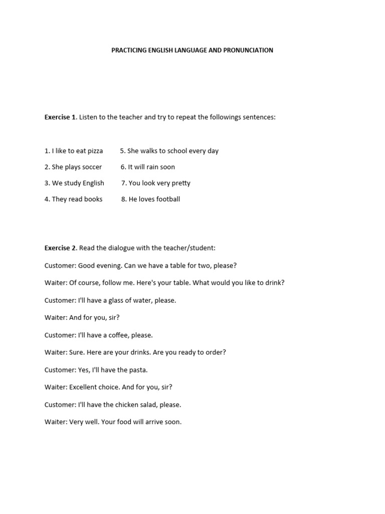 English Language Practice Exercises | PDF