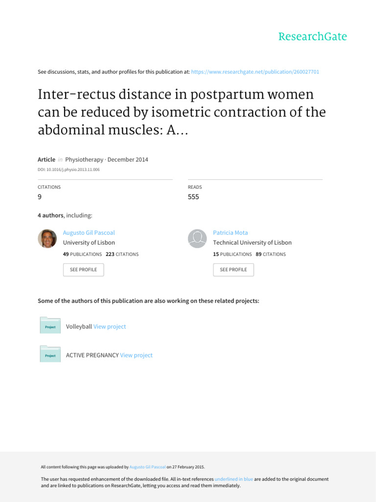 Physiotherapy_2014_Pascoal_Inter-Rectus Distance in Postpartum Women ...
