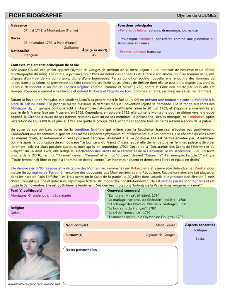 4e Biographie de Gouges | PDF