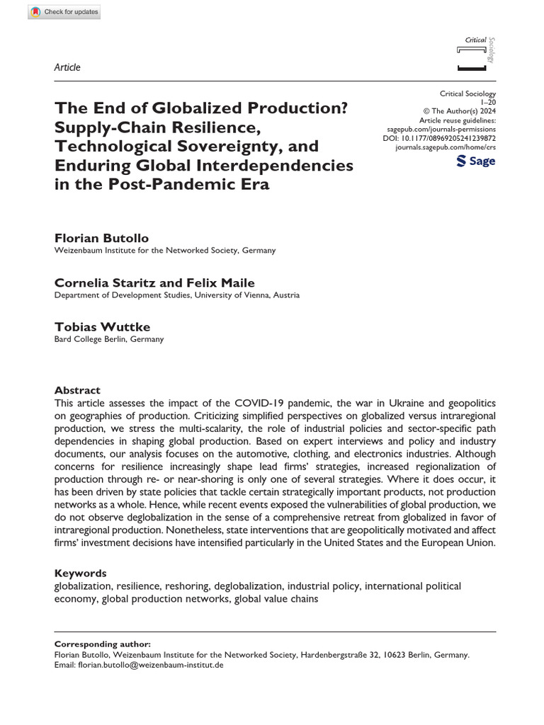 Global Production Post-Pandemic Analysis | PDF | Supply Chain ...