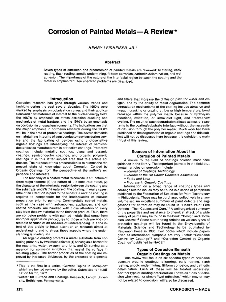 Corrosion Types in Painted Metals | PDF | Corrosion | Rust