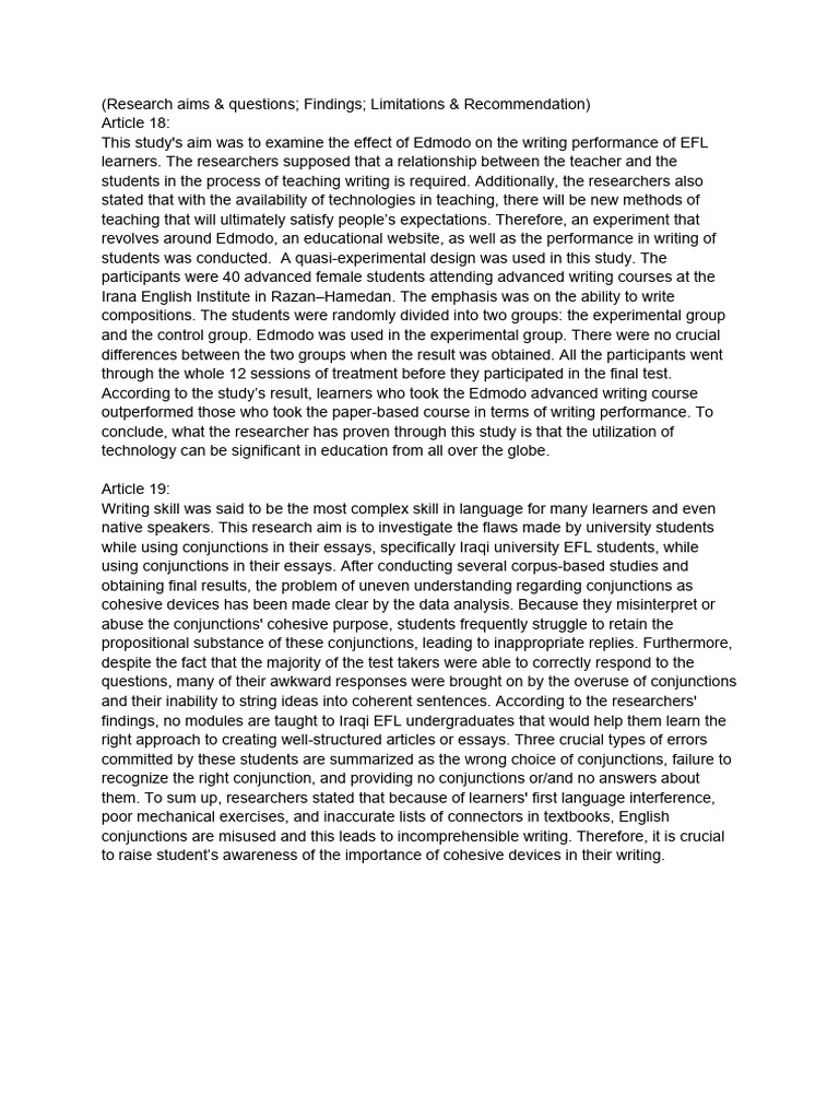 Edmodo's Impact on EFL Writing Skills | PDF | English As A Second Or ...