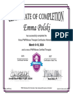 PWR Moves Therapist Certification - Certificate of Completion For Emma Polski