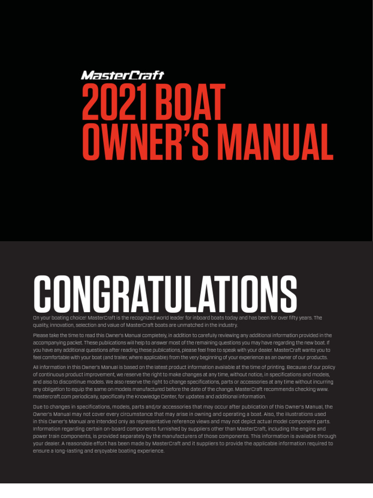 2021 Mastercraft Owners Manual | PDF | Exhaust Gas