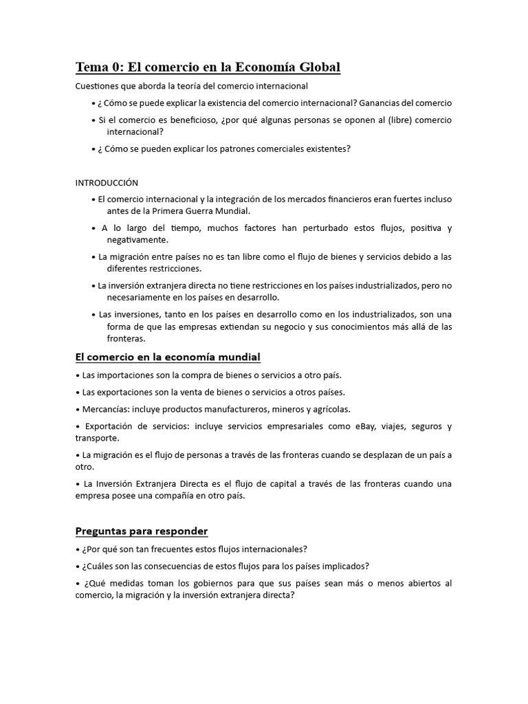 Tema 0 - Ec - EuropeayMundial | PDF | El comercio internacional | Comercio