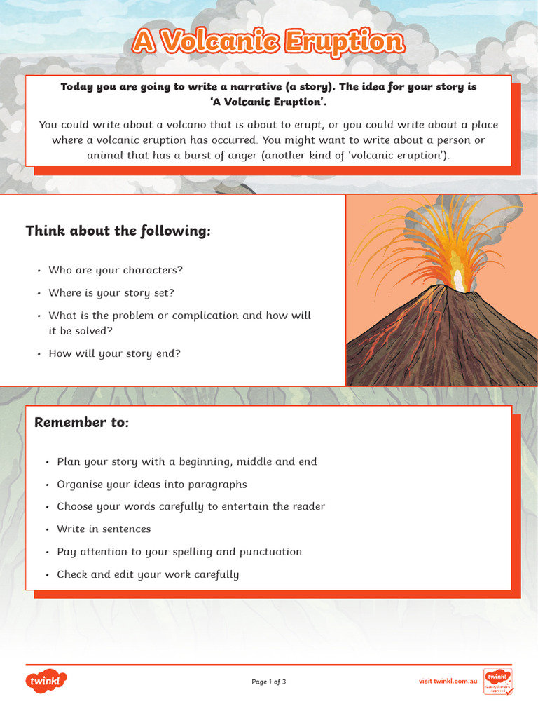 Narrative Writing: Volcanic Eruption | PDF | Linguistic Typology ...