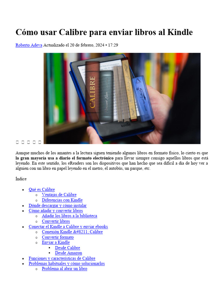 Enviar libros a Kindle con Calibre | PDF | Amazon Kindle | Archivo de ...