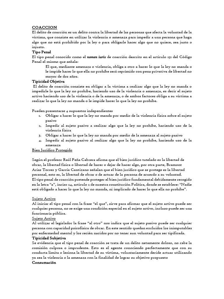 Coaccion-Secuestro-Trata de Personas | PDF | Secuestro | Trata de personas