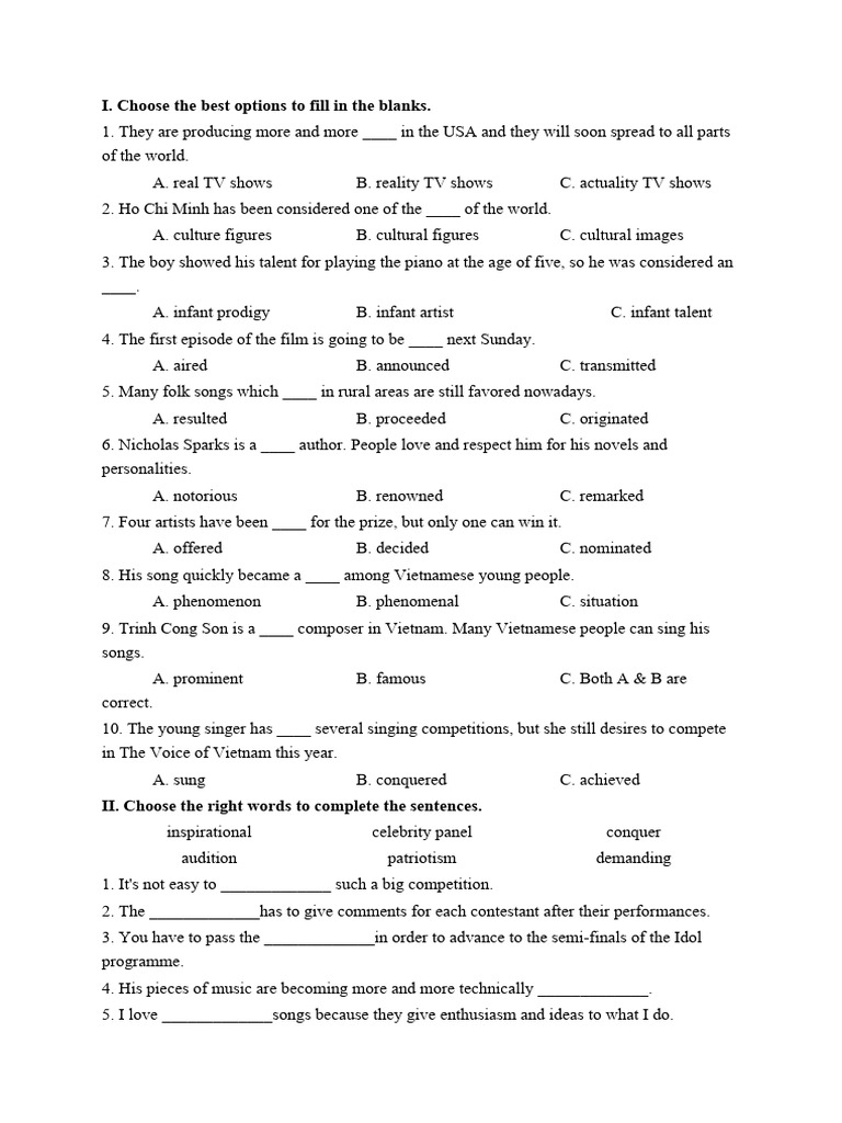 Music Vocabulary and Exercises Guide | PDF | Rock And Roll | Rock Music