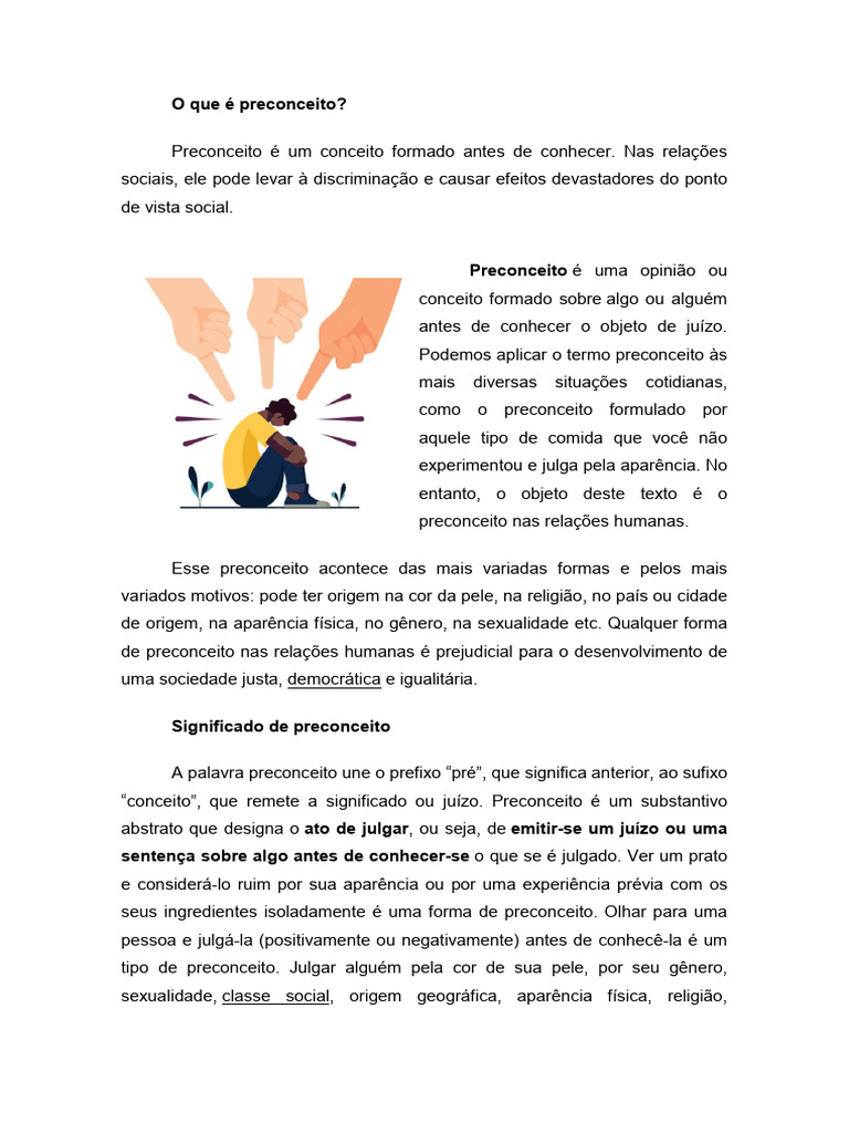 Preconceito - Noções Básicas | PDF | Racismo | Discriminação e Relações ...