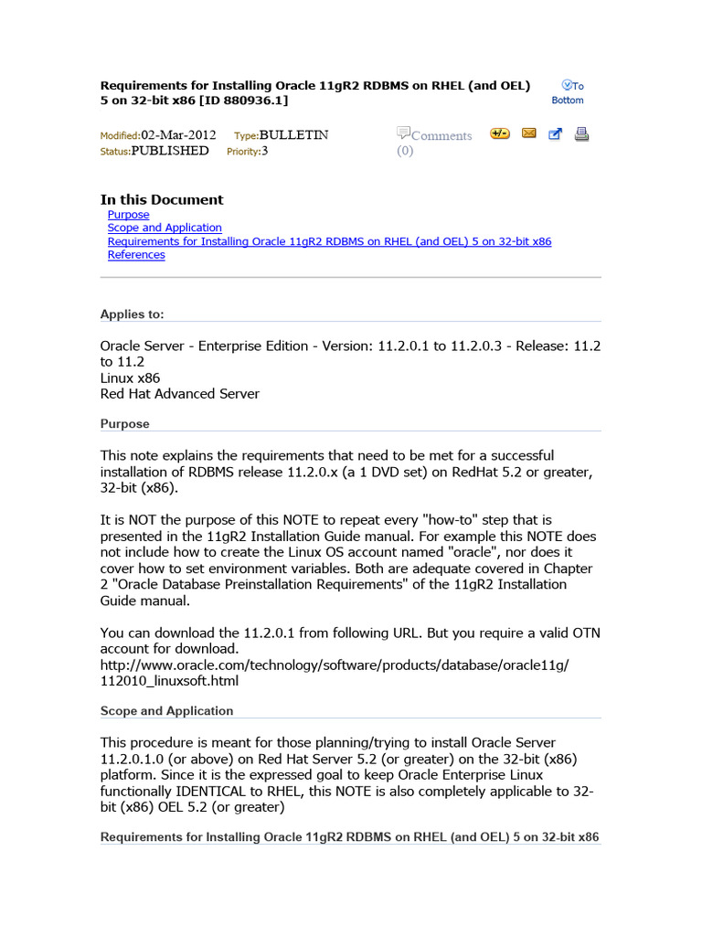 Oracle 11gR2 RDBMS Install Requirements | PDF | System Software ...