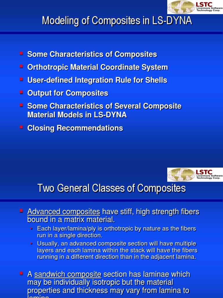 Ls Dyna Mat Compos Composite Material Stress (Mechanics)