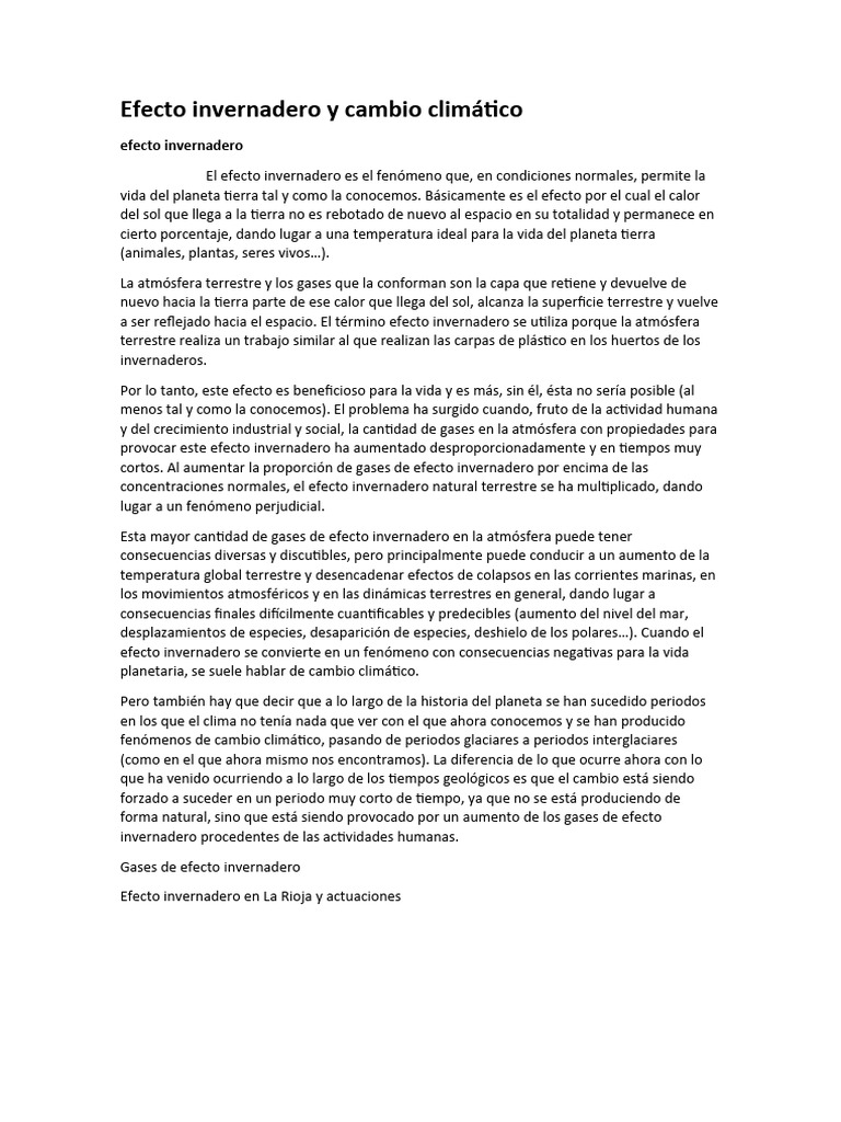Efecto Invernadero y Cambio Climático | PDF | Gases de efecto ...