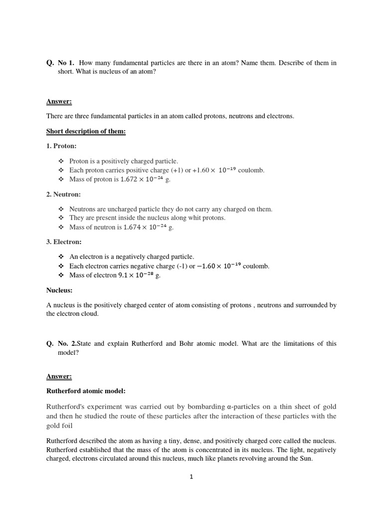 Che Assignment | PDF | Atoms | Atomic Nucleus