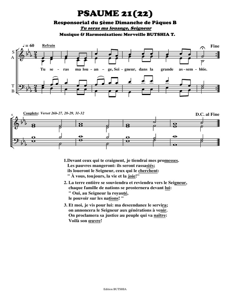 Louange et Promesse dans le Psaume 21 | PDF | Liturgie et culte ...