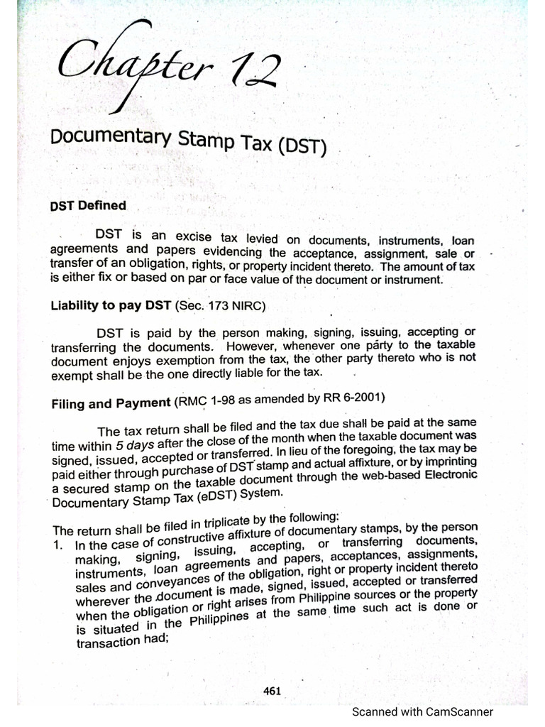 Chapter 12 - Documentary Stamp Tax | PDF