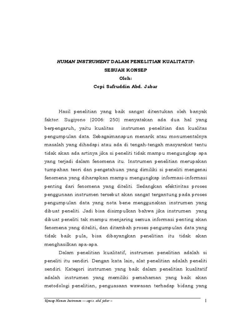 Human Instrument dalam Penelitian Kualitatif | PDF