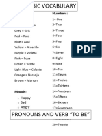 Basic Vocabulary, Pronouns, Verb To Be, Conjugacion PrSimple, WhWords, Routine Actions, Sports and Activities, Food and Drinks