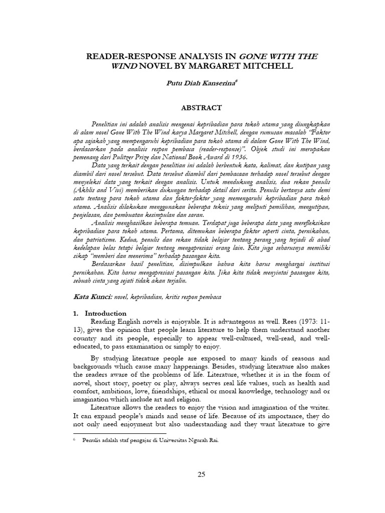 Reader-Response Analysis of Gone With The Wind | PDF | Self Concept ...