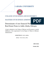 Determinants of Non Financial Performance of Real Estate Firms in Addis Ababa, Ethiopia