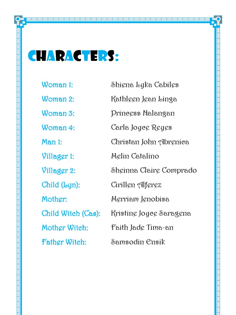 Character List for a Short Film | PDF | General Fiction