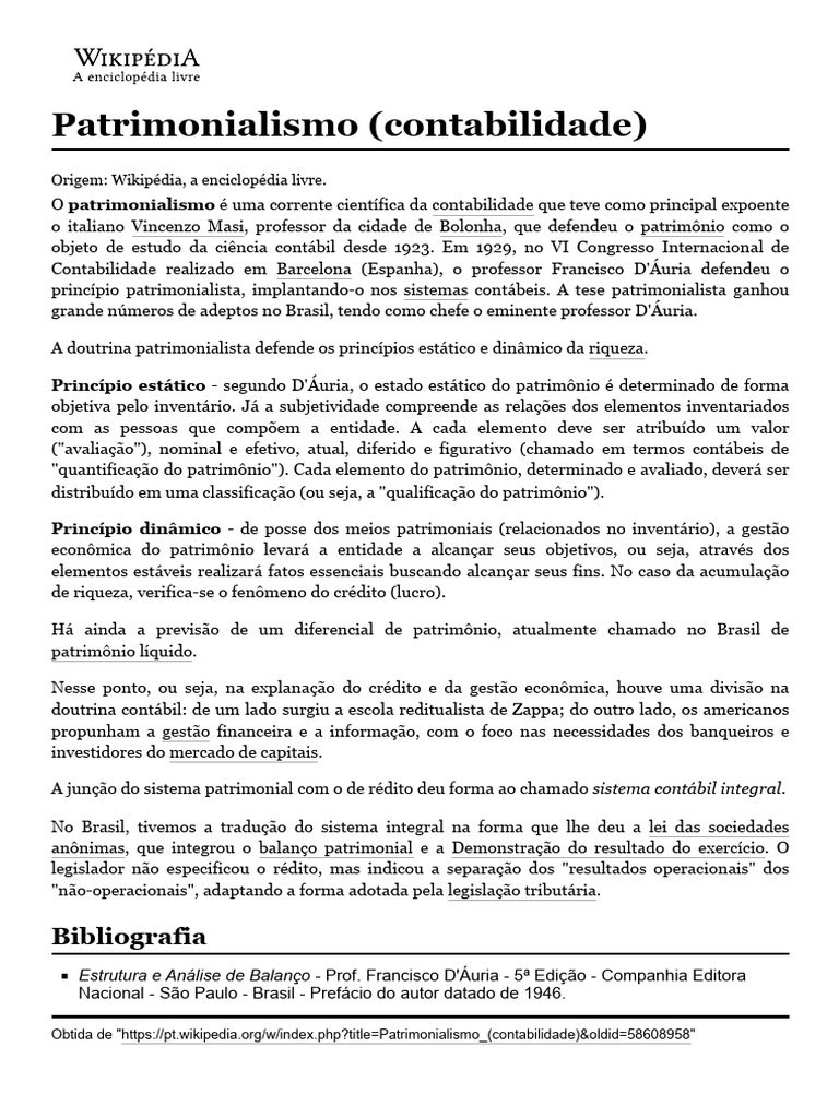 Teoria Patrimonialista na Contabilidade | PDF | Contabilidade | Economias