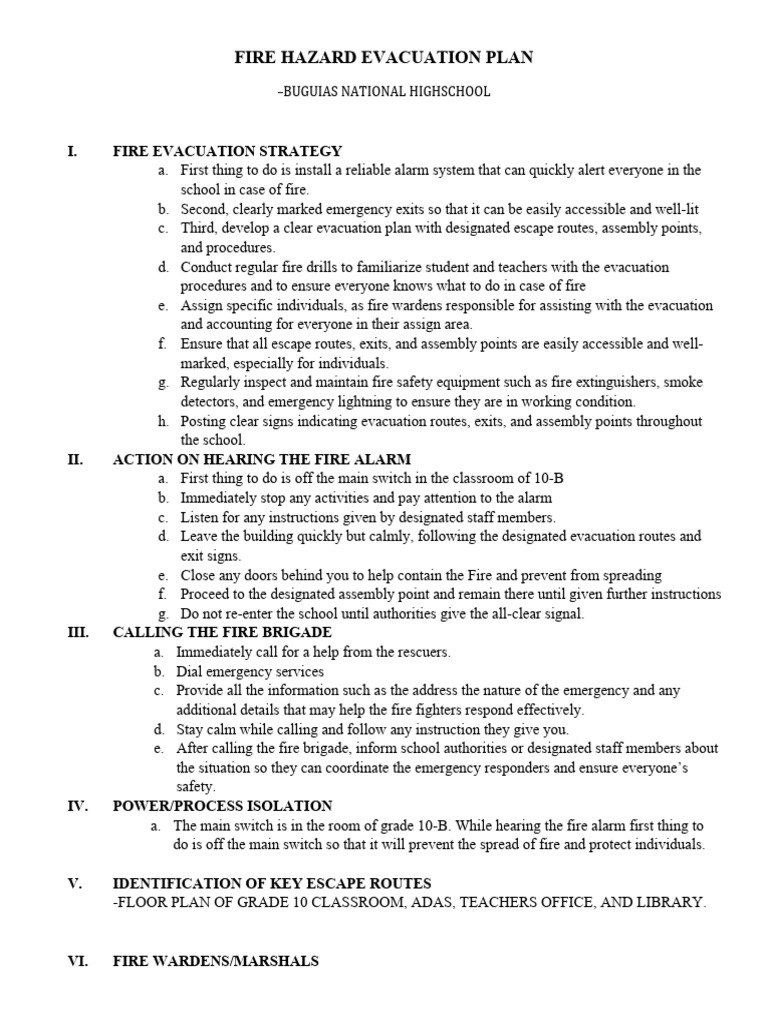 Fire Hazard Evacuation Plan | PDF | Fire Safety | Emergency Evacuation