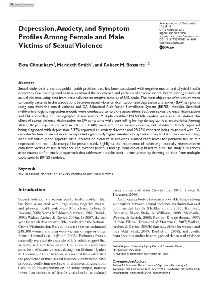 Mental Health Impact of Sexual Violence | PDF | Mental Disorder ...