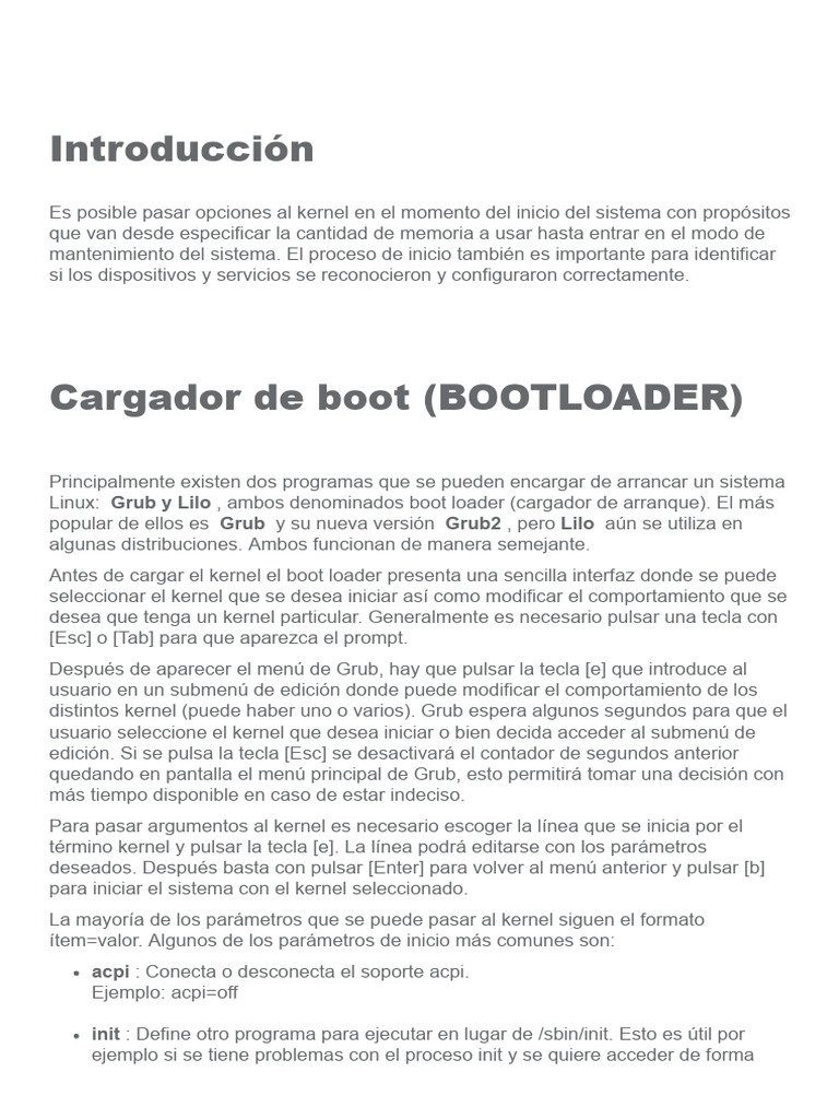 Inicio (Boot) Del Sistema - Curso de Linux Examen 101 de LPIC-1 | PDF ...