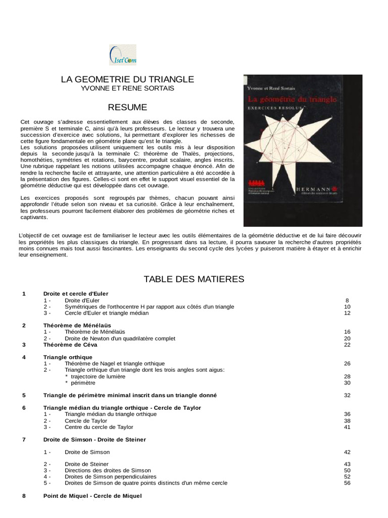 La Géométrie du Triangle: Exercices et Solutions | PDF | Triangle ...