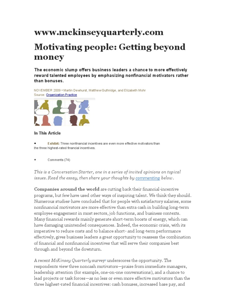 Beyond Money: Motivating Employees Effectively | PDF