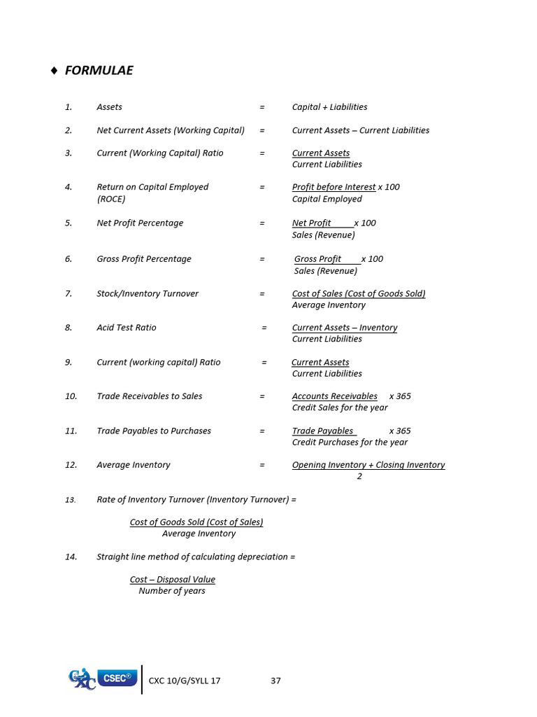 Key Financial Formulas Explained | PDF