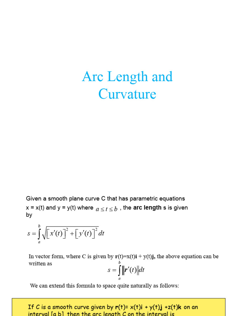 Arc Length and Curvature in Space Curves | PDF | Curve | Curvature