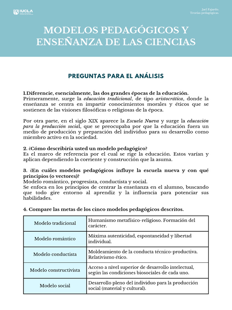 Modelos Pedagógicos en Educación | PDF | Pedagogía | Enseñando