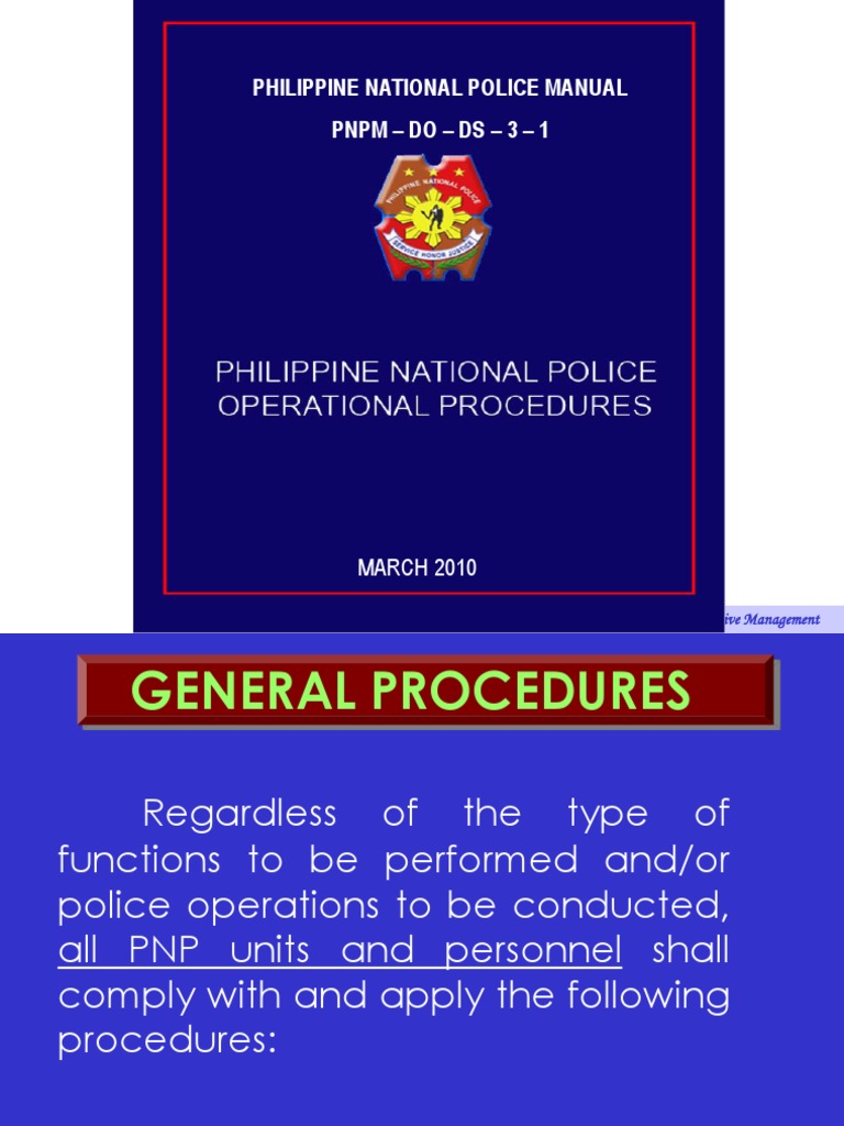 Police Operational Procedures Arrest Search Warrant