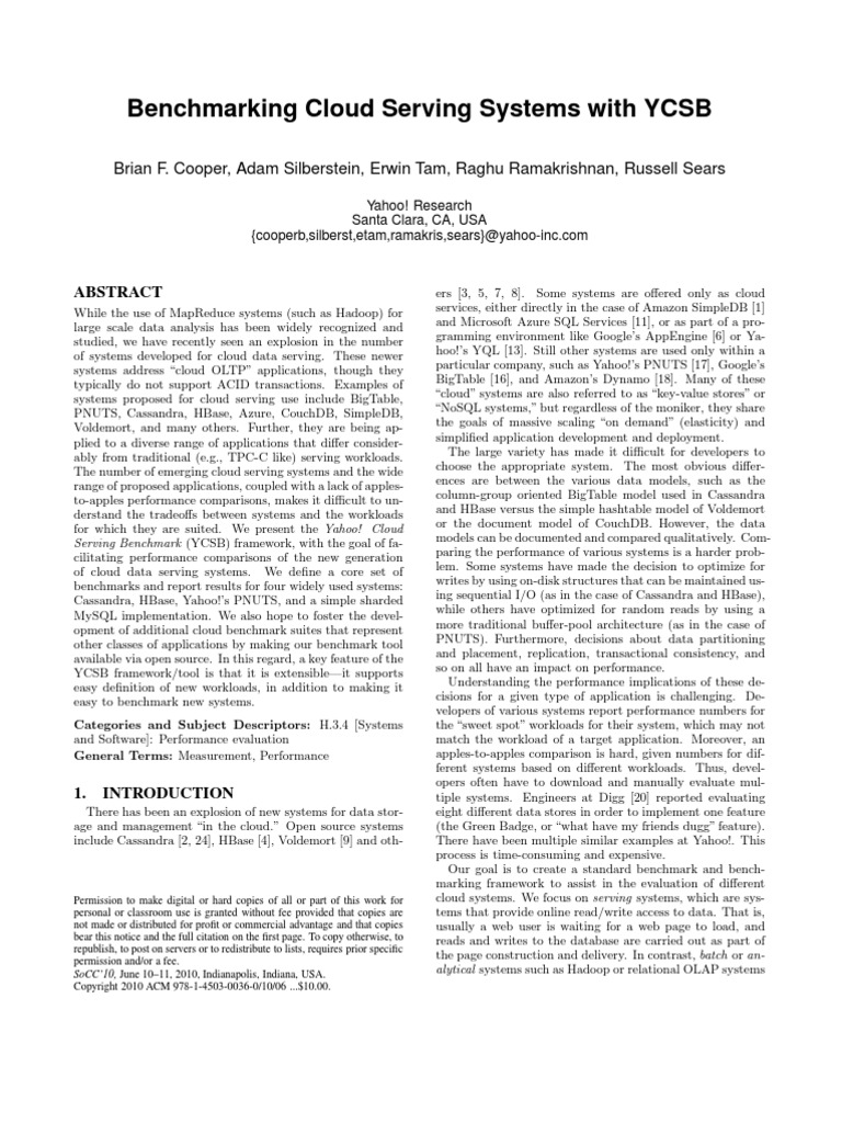 NoSQL Mysql Ycsb | PDF | Replication (Computing) | Scalability