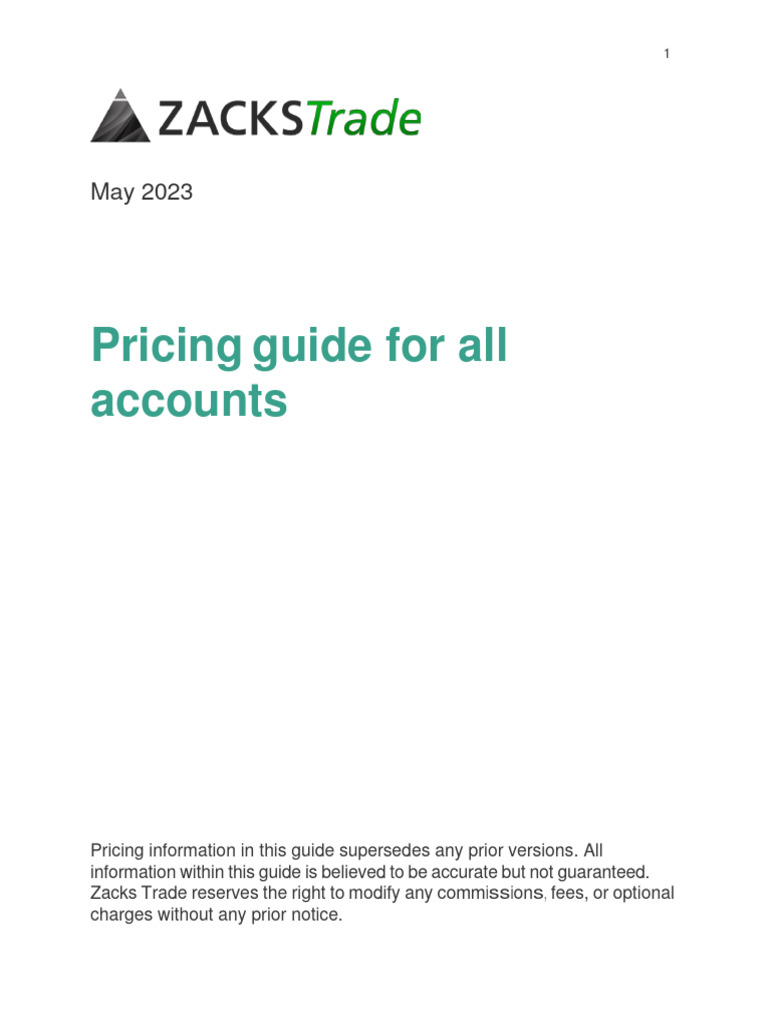 Zacks Trade Pricing Guide May 2023 | PDF | Value Added Tax | Futures ...
