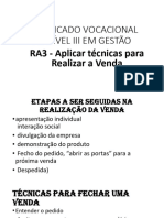 Certificado Vocacional de Nível Iii em Gestão: RA3 - Aplicar Técnicas para Realizar A Venda