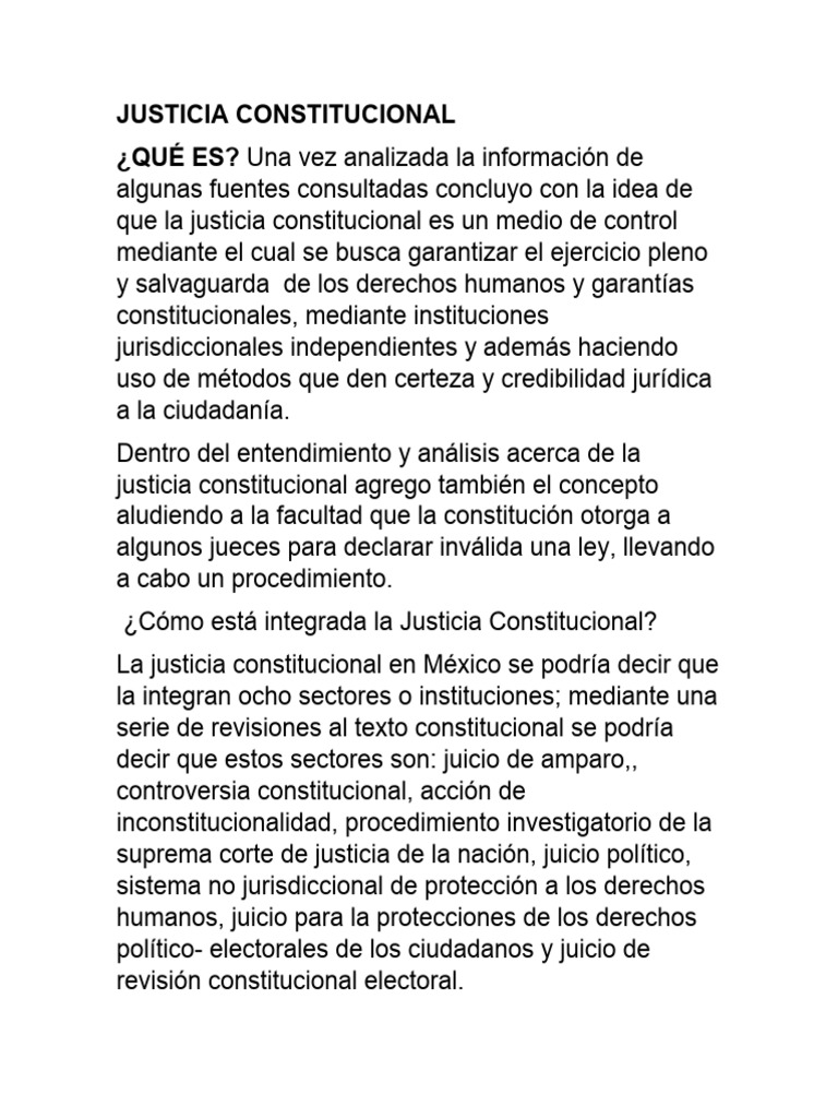 Justicia Constitucional y Juicio de Amparo | PDF | Constitución | Justicia