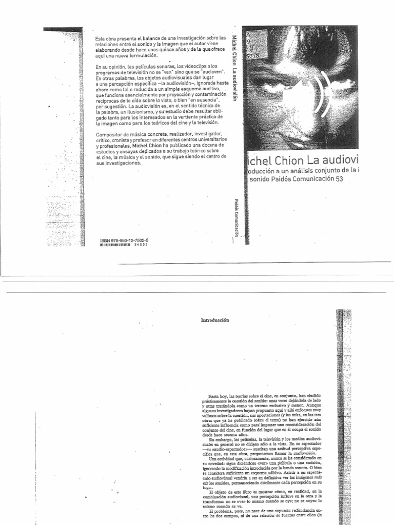 CHION, Michel. (1990) Cap. 1, 2, 3, 4 y 7 en La Audiovisión PDF